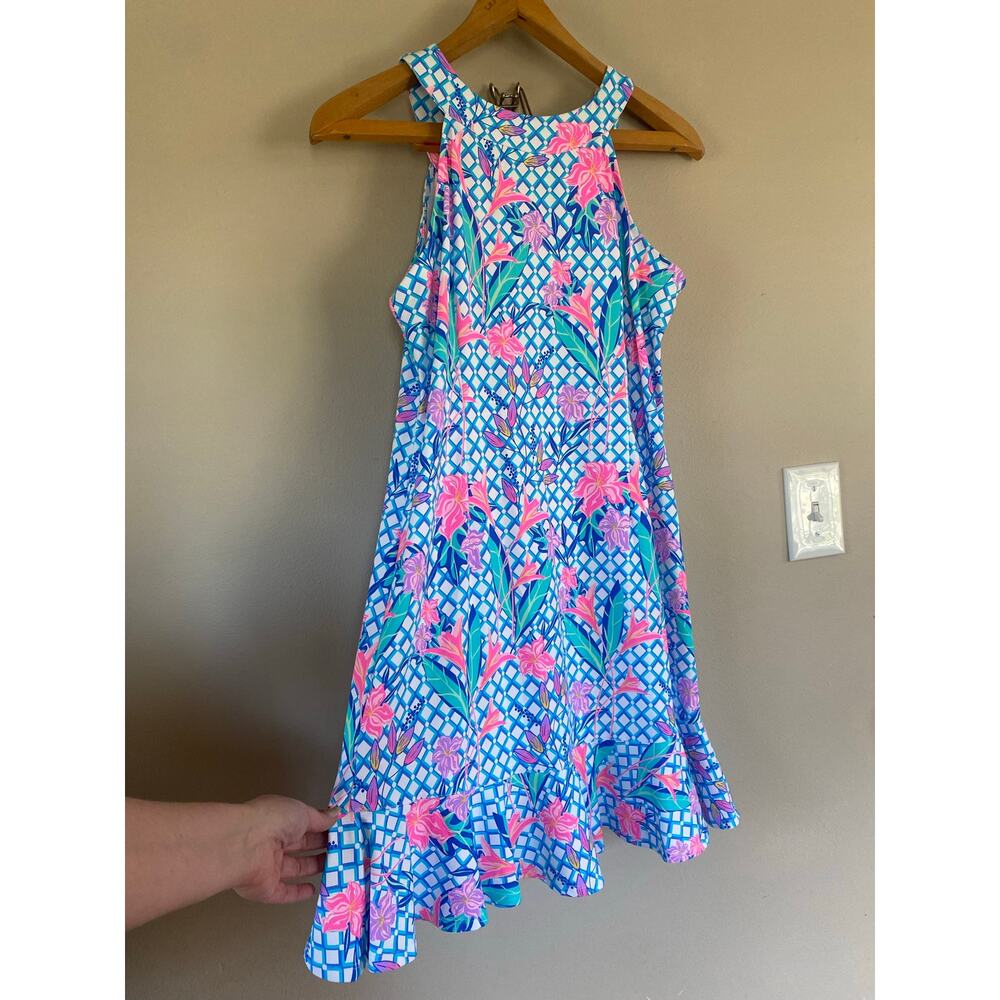EUC Lulu-B Size M geometric colorful floral sleeveless dress size M trellis - Picture 4 of 4